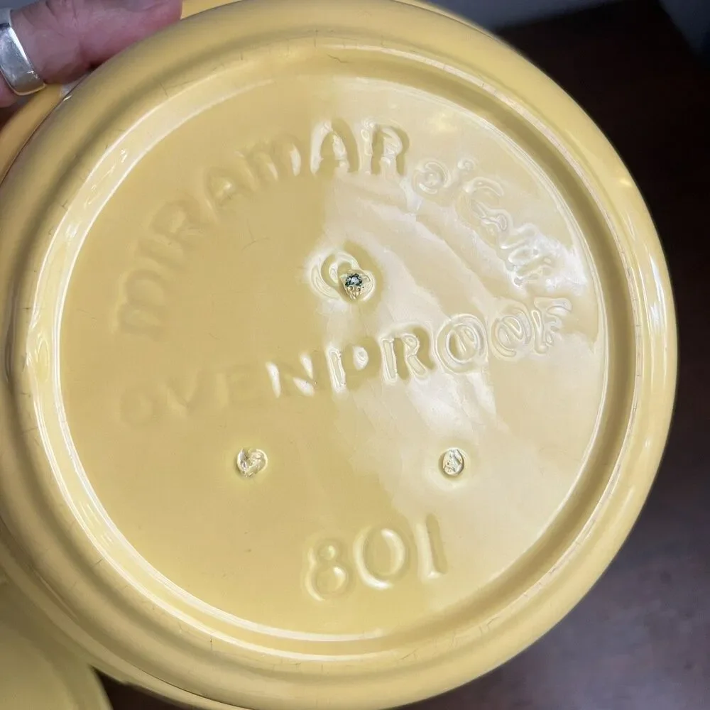 Miramar of CA  #801 Yellow Ovenproof Dish w Lid MCM Vintage 60s